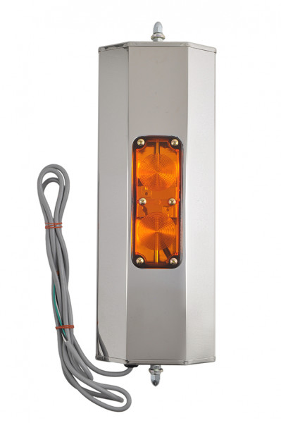 West Coast Mirror with Clearance Light, 6" x 16" Heated Mirror, Stainless Steel back
