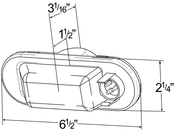 Grote product drawing - torsion mount III oval side turn marker light
