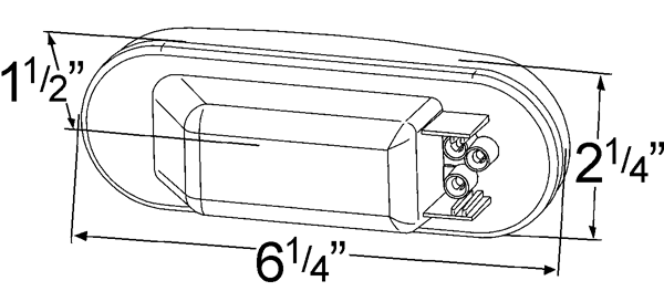 Grote product drawing - Red Torsion Mount® III Oval Stop Tail Turn Light with Female Pin