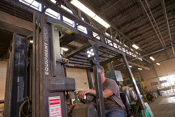 BriteZone bz201-5 LED Light on fork lift with driver BriteZone bz201-5 LED Light on fork lift with driver